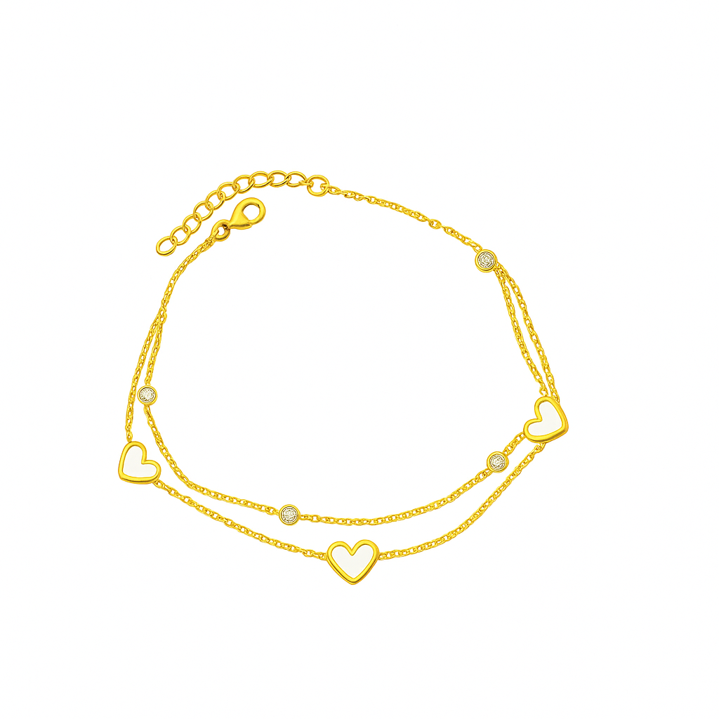 Double heart anklet