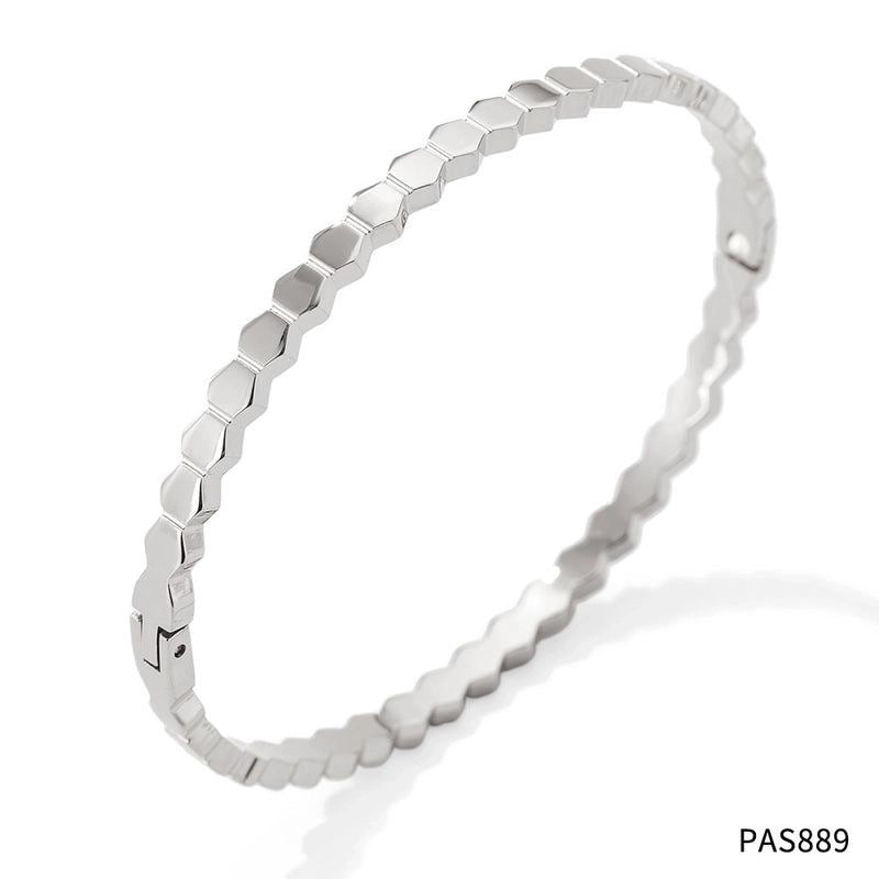 Hexagon silver bangle