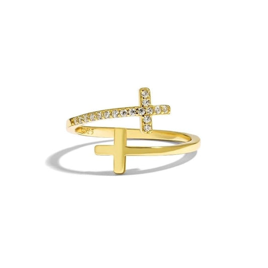 The gold cross ring