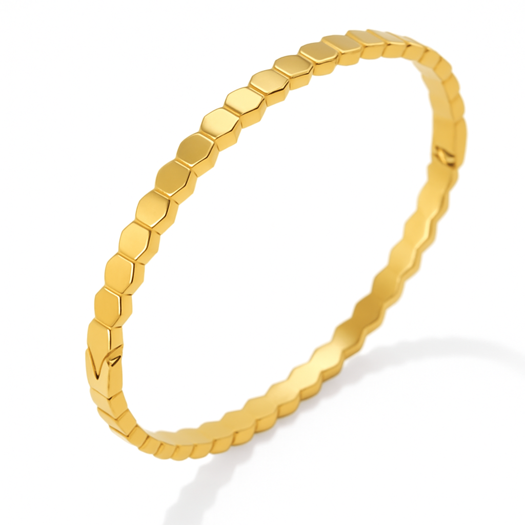 Gold honey comb bangle