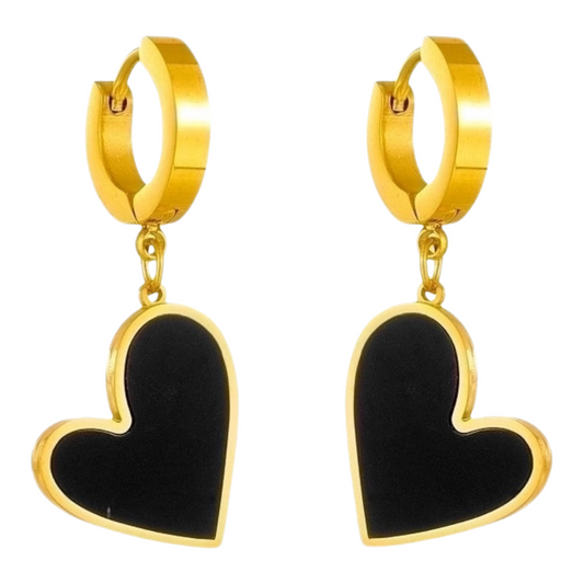 Black heart earrings