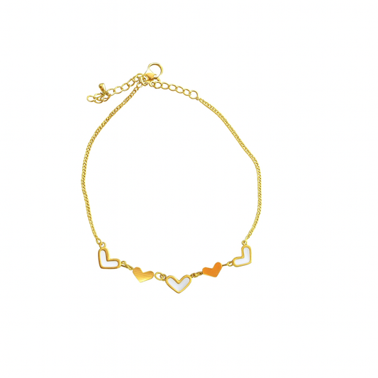 Gold heart anklet