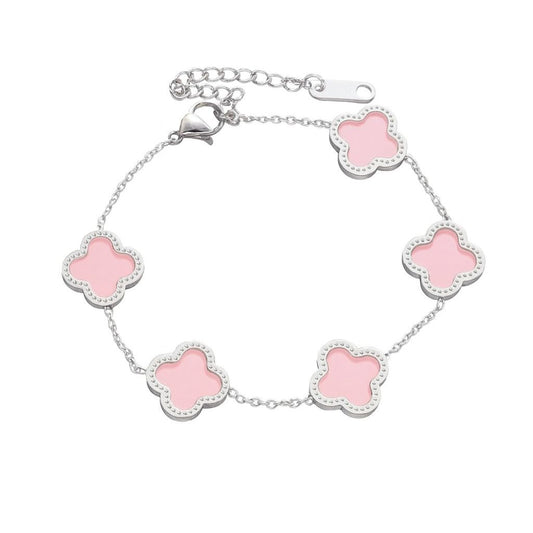 Pink clover bracelet